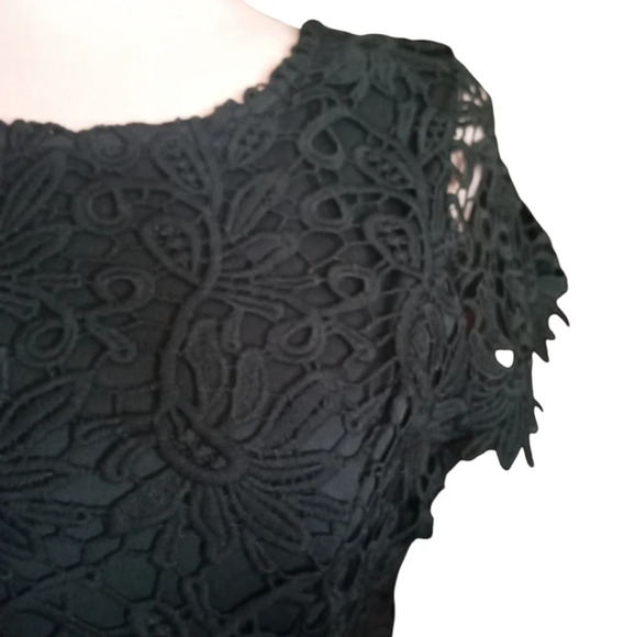 Lulu's Hidden Talent Open Back Forest Green Lace Overlay Dress Size Small - Picture 6 of 10